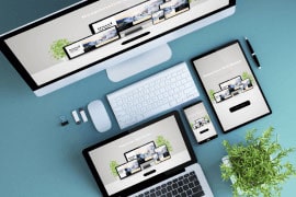 multiple devices depicting responsive websites